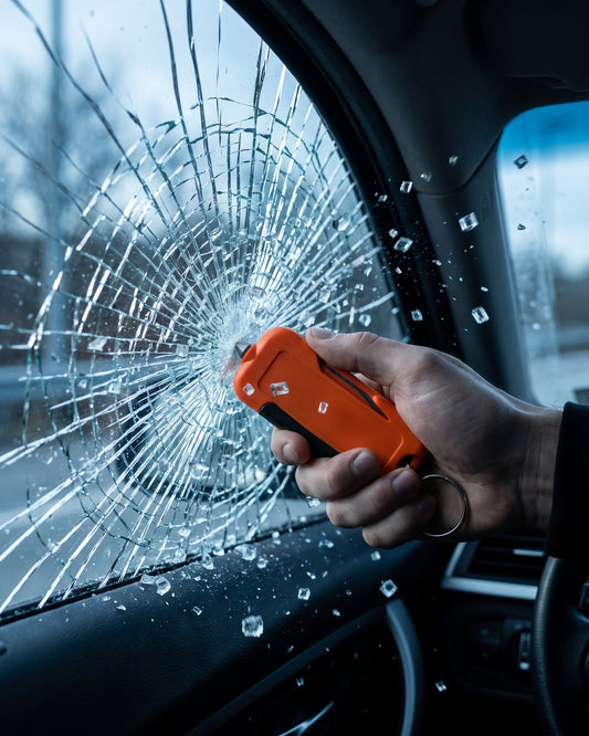 EscapeKey tungsten tip breaking a tempered side window from inside the car